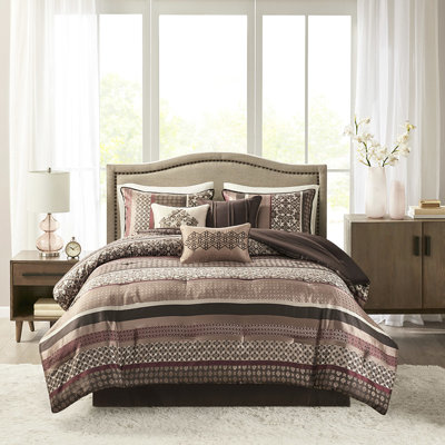 Édredon 7 pièces pour grand lit rouge - Édredon géométrique, coussins décoratifs inclus, rembourrage doux