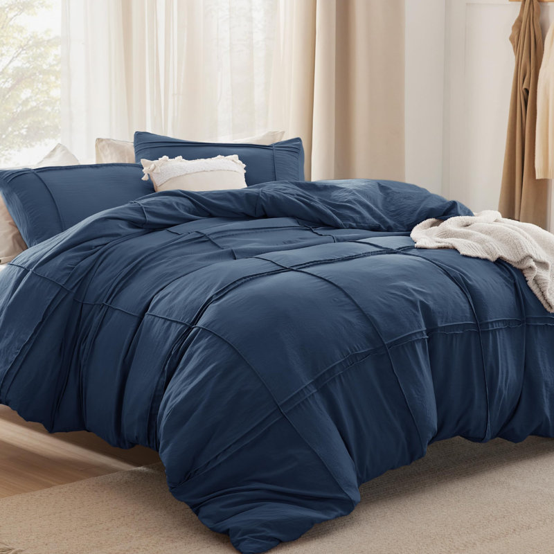 Ensemble de literie 3 pièces pour lit toutes saisons, Housse de couette pour très grand lit et 2 taies , Marine