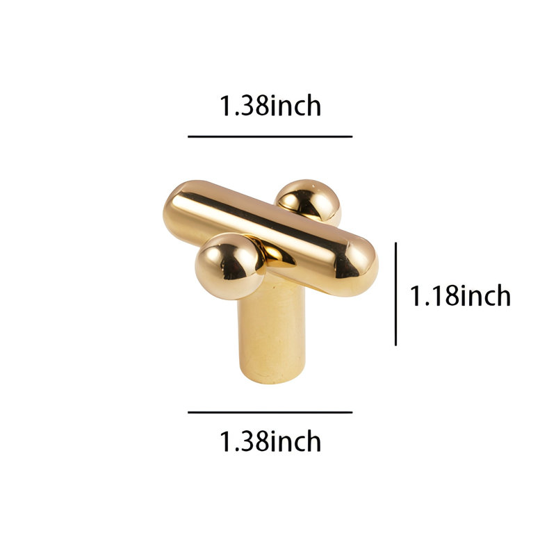 1-1/5" Length Bar Knob, Bright Gold