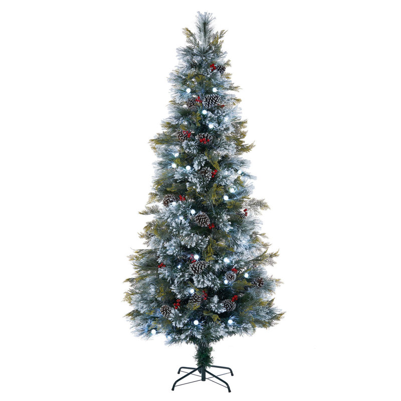 Lighted Artificial Spruce Christmas Tree, 7ft H x 2.95ft W x 2.95ft D