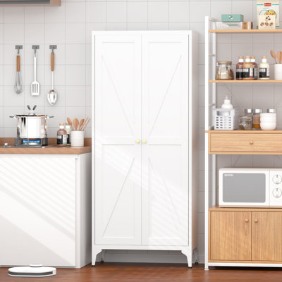 Metal Adjustable 2 Doors Metal Storage Cabinet Kitchen Pantry Cabinet With Adjustable Shelves all Steel Cabinet Locker For Kitchen, Living Room, Dinin by Gracie Oaks