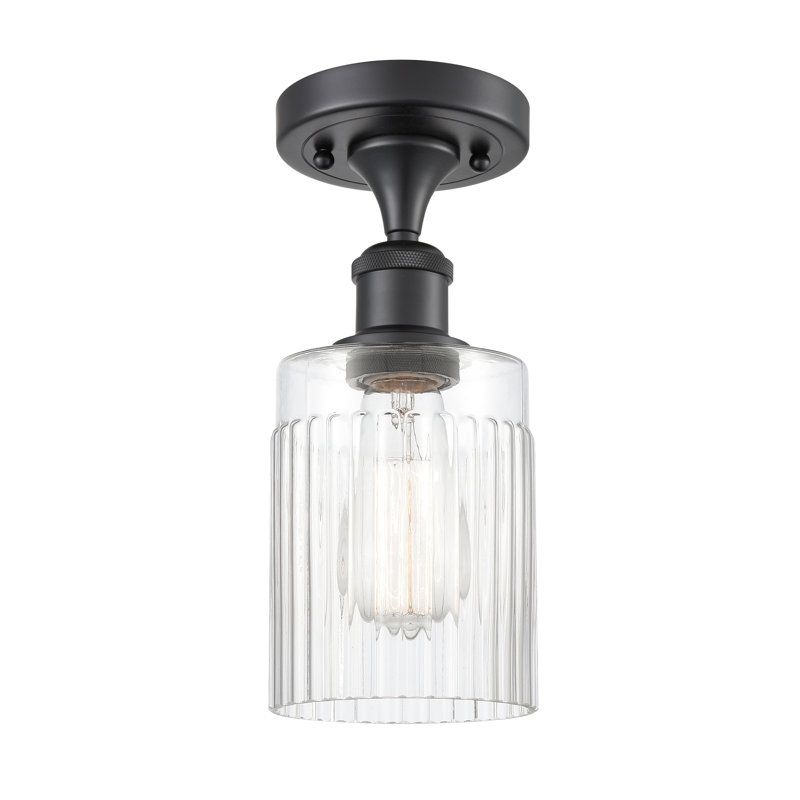 Plafonnier semi-encastré en verre Kamena, Noir mat, Clair, Ampoule DEL 6 watts rétro
