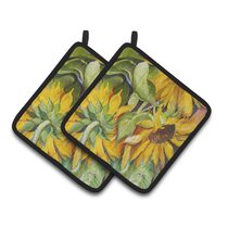 Spring Floral Pot Holders with Pocket for Kitchen, Heat Insulation Hot Pads  Pot Holder Set of 2, Farmhouse Blue Flowers Summer Botanical Oven Mitts