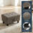 Brown Gray Storage Footstool Decorated With Copper Plated Nails, Wear-resistant Fabric, And Solid Wood Frame-200704151