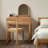 Minimalist Solid Oak Vanity Desk With Removable Mirror