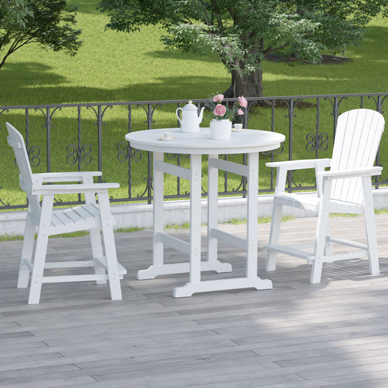 HIPS Bar Chair With Armrest,Patio Bar Chair Set Of 2, White
