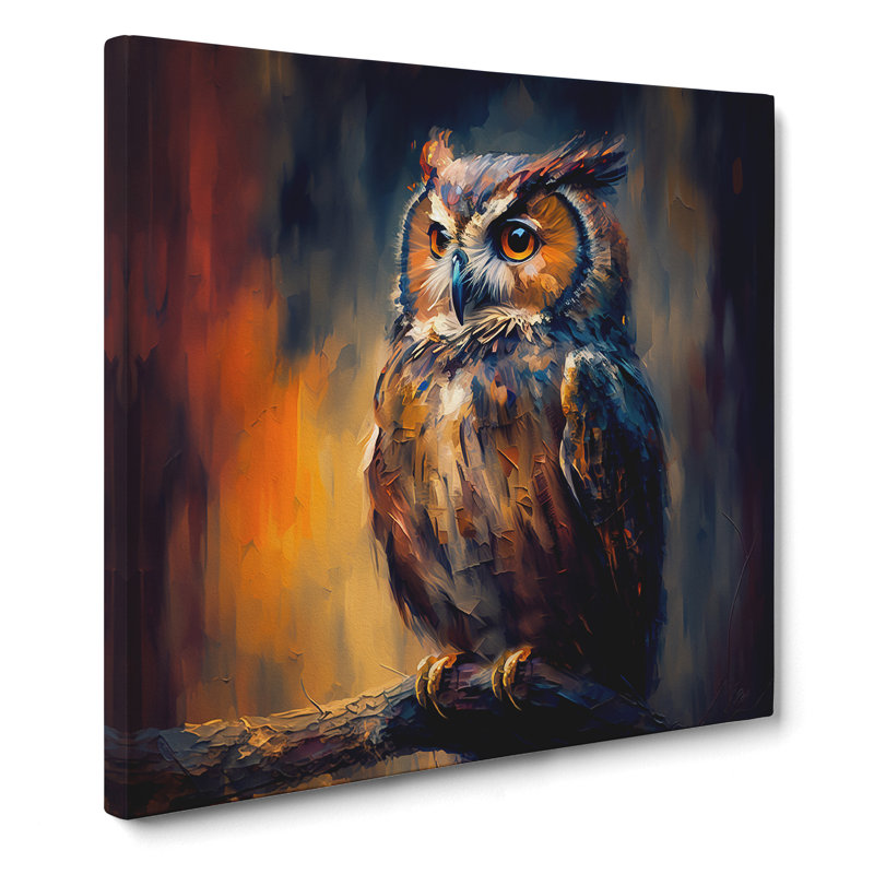 Owl Post-Impressionism - Wrapped Canvas, 50cm H x 50cm W