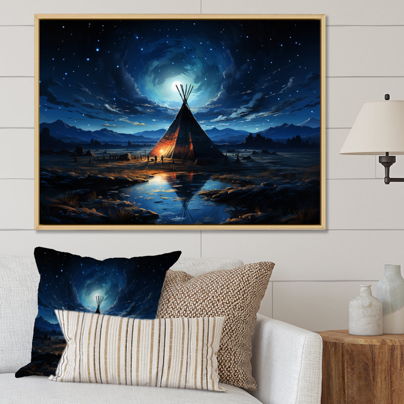 Native Tipi Luminous Gateway To The Spirit I - impression, H 24 po x l 32 po x P 1 po, Cadre naturel flottant