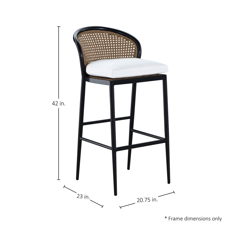 Havana Cane N-Dura Resin Wicker Small Barstool, Welt + bourre standard, Coco Forest, Noir / canne naturelle