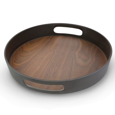 Plateau rond en noyer café 38 cm