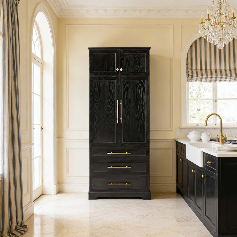 Grand garde-manger avec rangement polyvalent pour la cuisine, la salle à manger et la salle de bain, Noir