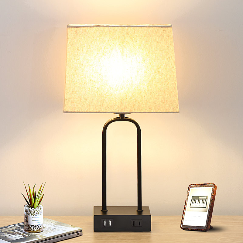 Jaira 18" Black Metal USB Table Lamp Set with Touch Control and Bulbs