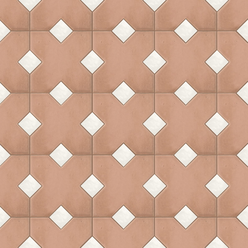 Carreau en porcelaine Cross and Dot, Terra Cotta / blanc