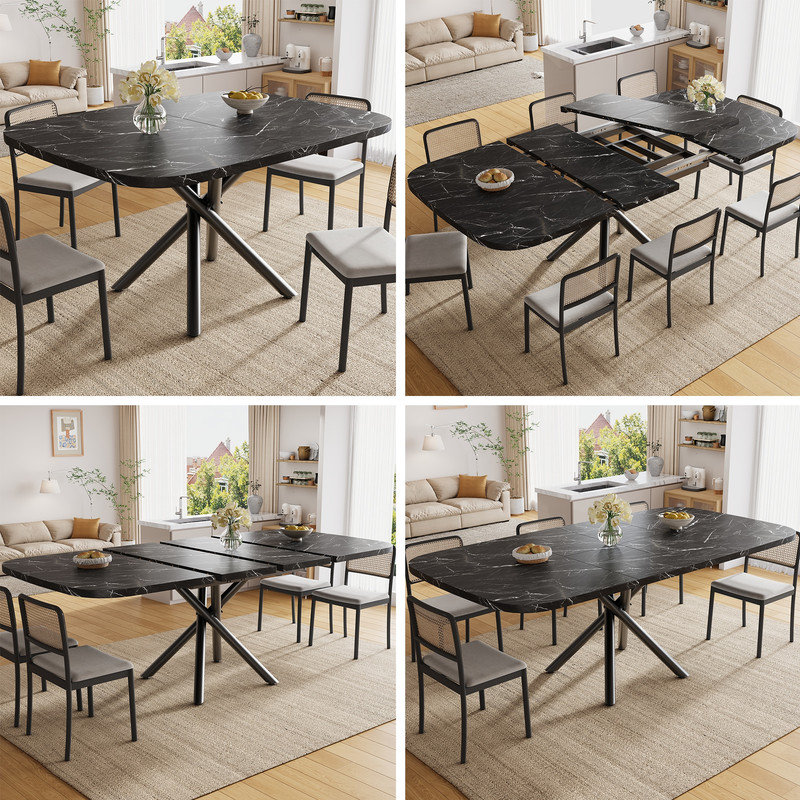 194.94 cm Extendable Dining Table, Black