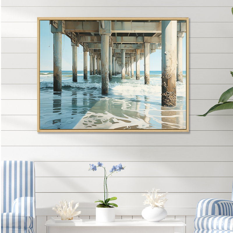 Art mural sur toile Quinlynn - Plage et océan, H 12 po x l 20 po x P 1 po, Cadre naturel flottant