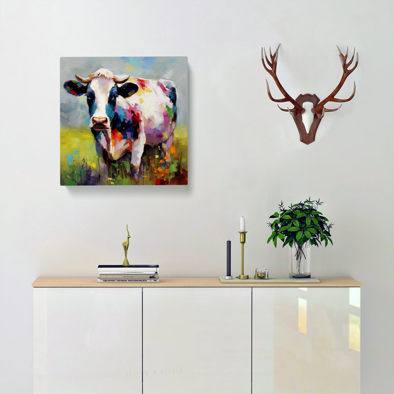 Cow Colour Field Painting - Wrapped Canvas