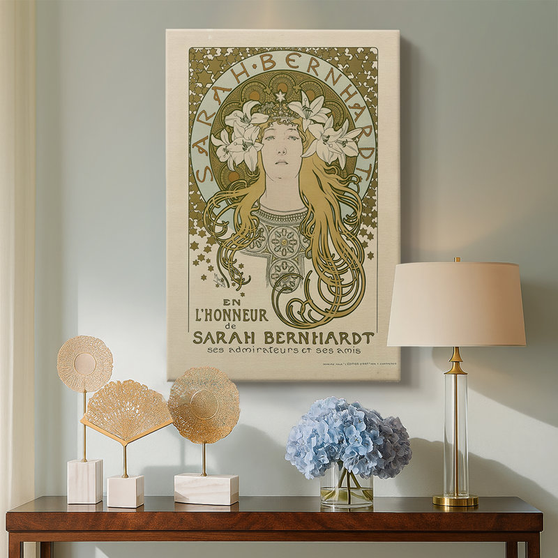 «En l'honneur de Sarah Bernhardt», toile tendue par Alphonse Mucha, 24 po x 36 po