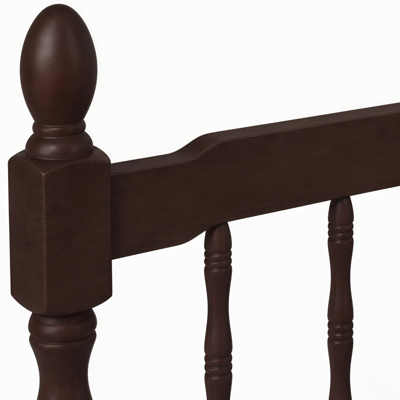 Lit plateforme en bois avec tête et pied de lit à fuseaux, Twin, Dark Walnut
