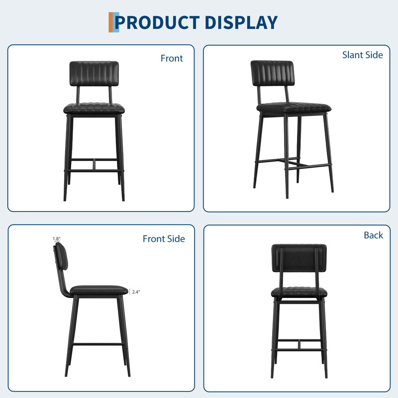 Upholstered Counter Stool with Metal Frame, 4