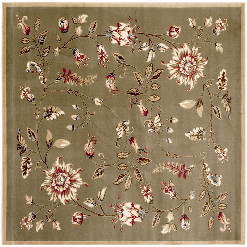 Tapis à motif floral Carolane, Carré 6 pi 7 po