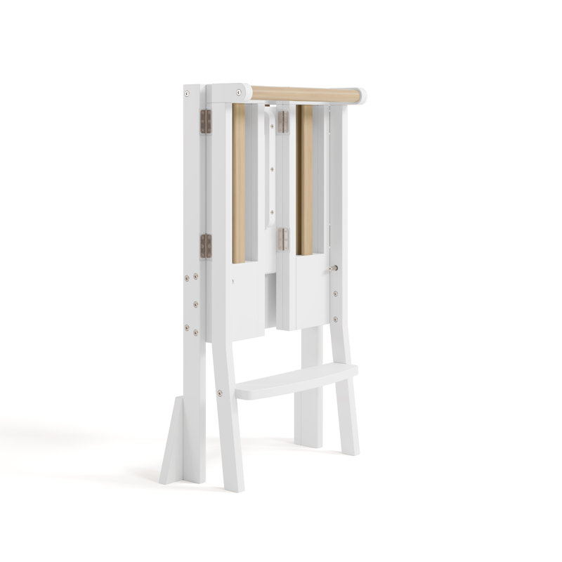 Escabeau pour tout-petit pliable Montessori, Blanc / Bois flotté