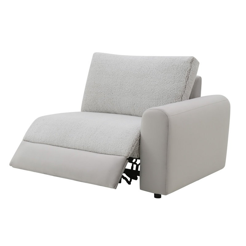 Canapé modulaire inclinable électrique en sherpa et velours Tarrance avec multifonction