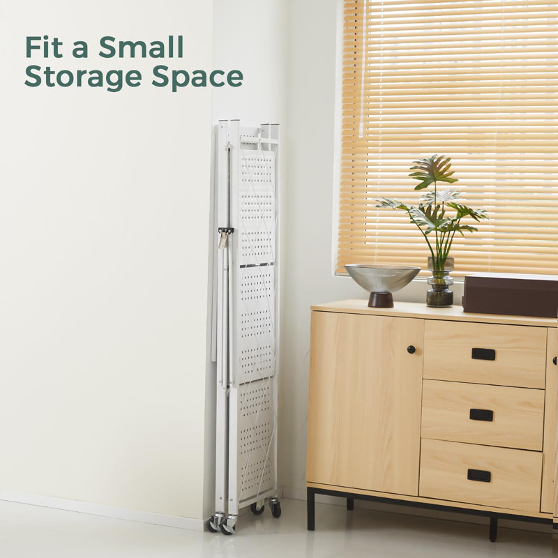 62cm W Metal Shelving Unit with Wheels, White