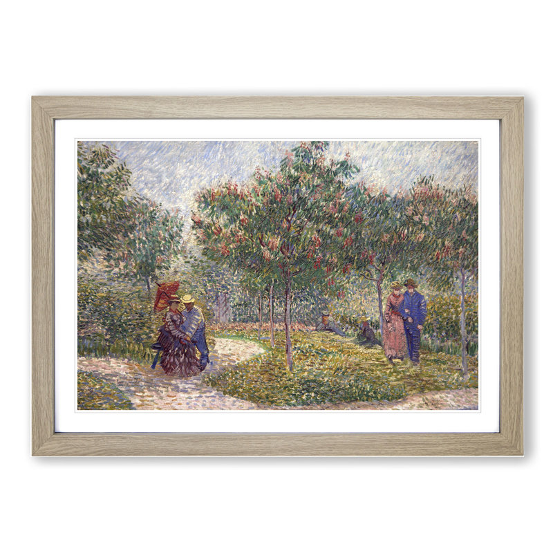 Garden with Courting Couples by Vincent Van Gogh - Framed Print, Oak Framed, 48cm H x 65cm W x 2cm D