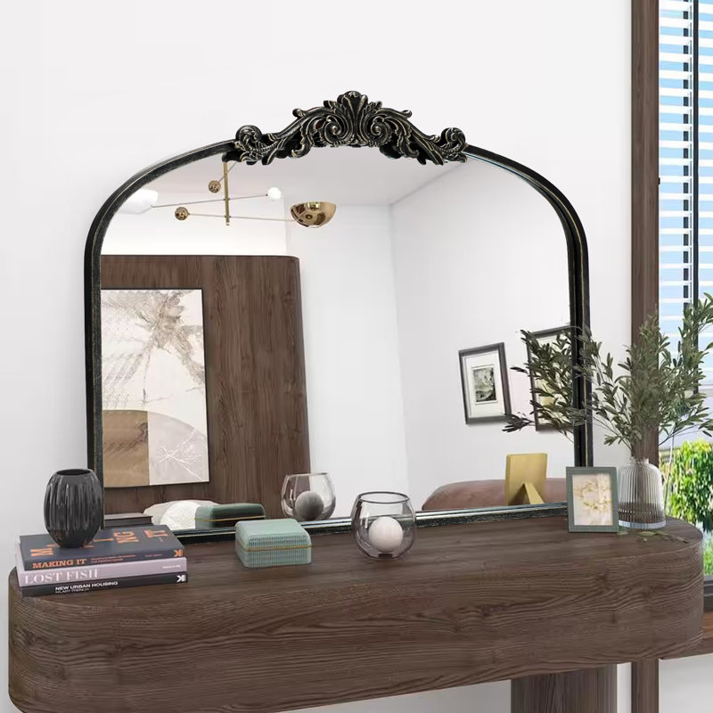 Metal Framed Vintage Accent Mirror, 29" x 36", Black
