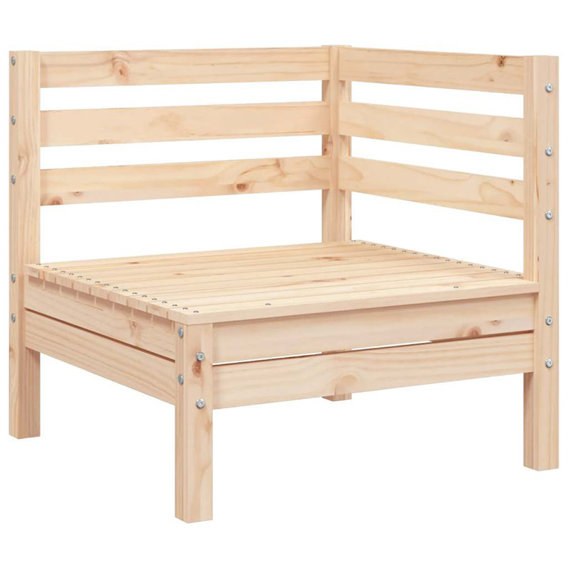 Canapé d'angle en bois de pin brun massif 2 pièces Ebern Designs, 1, Pin naturel