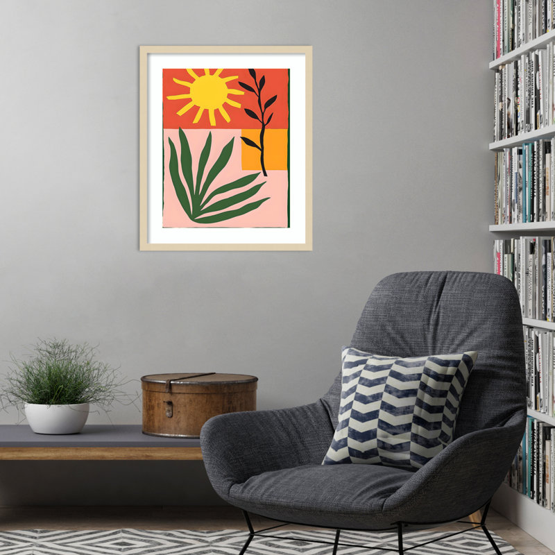 «Bold Sol II» par Walker, art mural en bois encadré, H 25 po x l 21 po