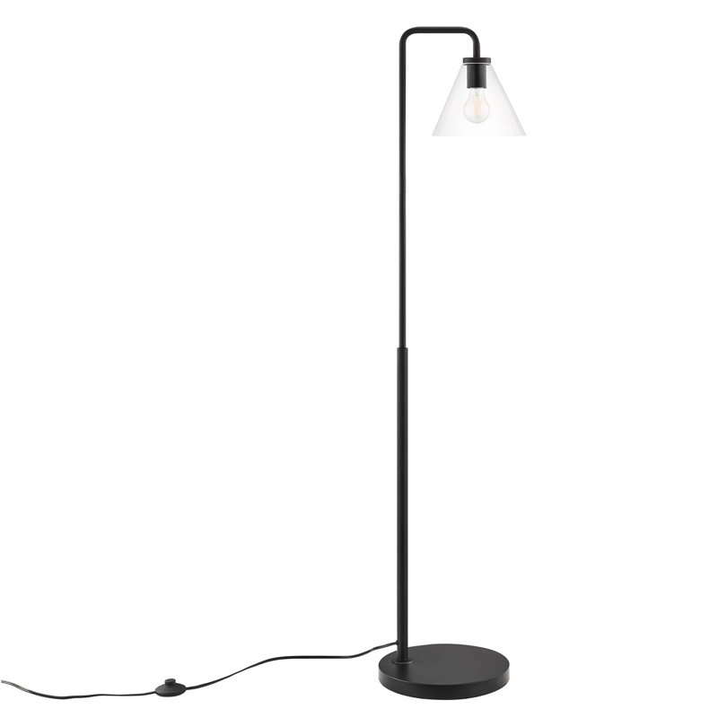 Modway Element Transparent Glass Glass and Metal Floor Lamp, Black