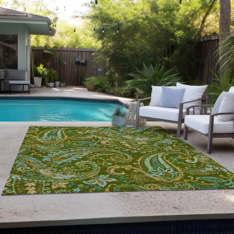 Kinslee Washable Paisley Indoor / Outdoor Rug, Rectangle 9' x 12'