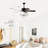 52'' Crystal Shade Ceiling Fan Lamp ,3 Speed ,4 Timing , 5 Reversible Blades Crystal Ceiling Fan ,5PCS*E12  (NO Include Bulb) --  Hand Pull Chain