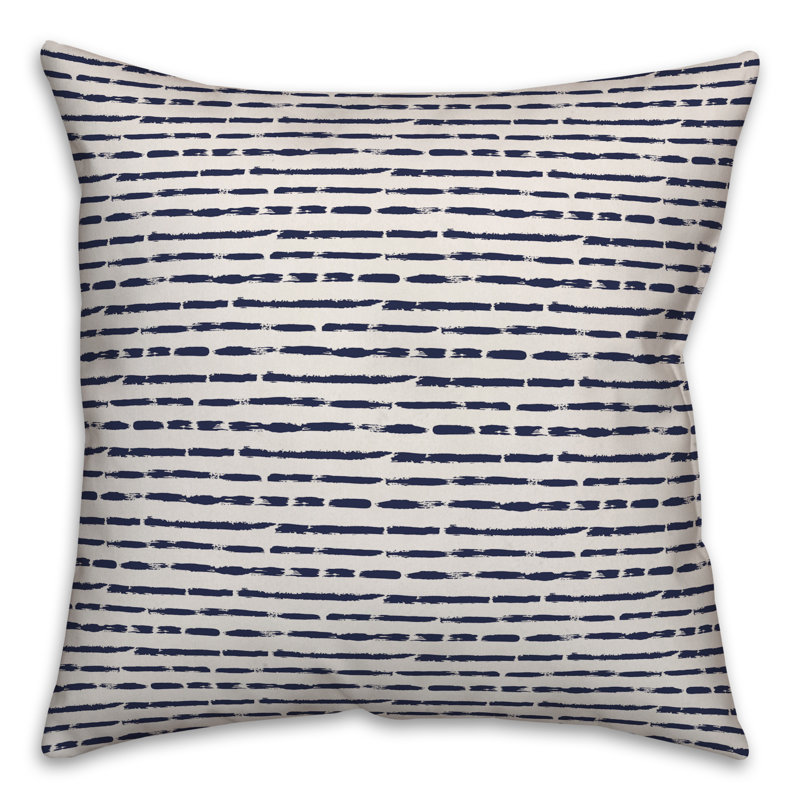 Geometric Throw Pillow, 20" x 20", White/Navy Striped 1