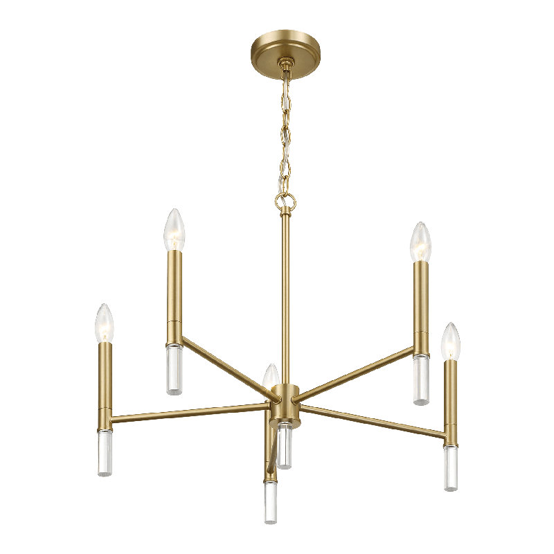 Lustre chandelier en laiton doré à cinq lumières Courtyard l 24 po x P 17,75 po