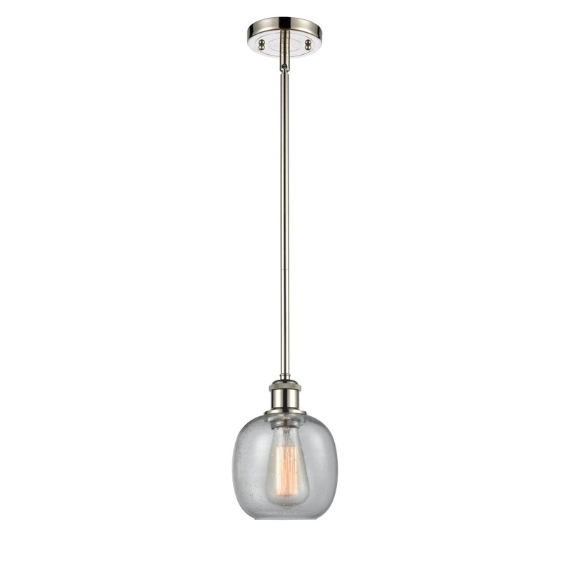 Luminaire suspendu sphérique 1 lumière Carlucci, Grainé, Ampoule DEL 6 watts Vinage, Nickel poli