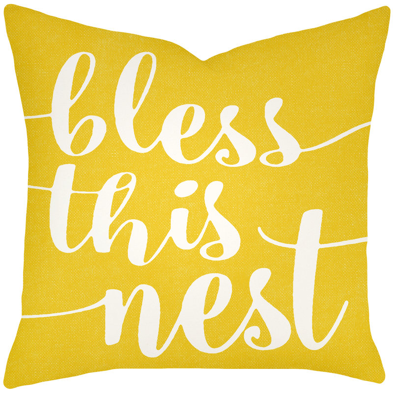 Cotton Throw Pillow, 20" H x 20" W x 8" D, Yellow
