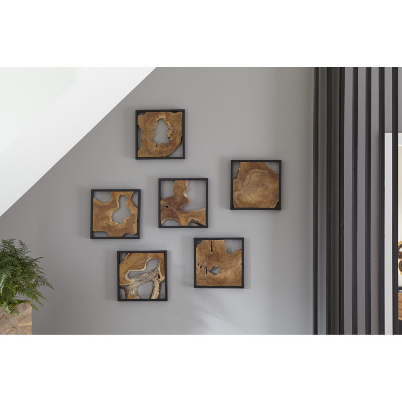 Framed Teak Tile Wall Décor