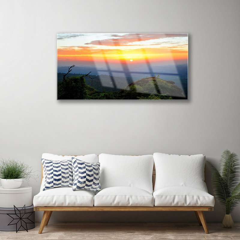 Landscape Mountain Forests - No Frame Panoramic Print on Glass