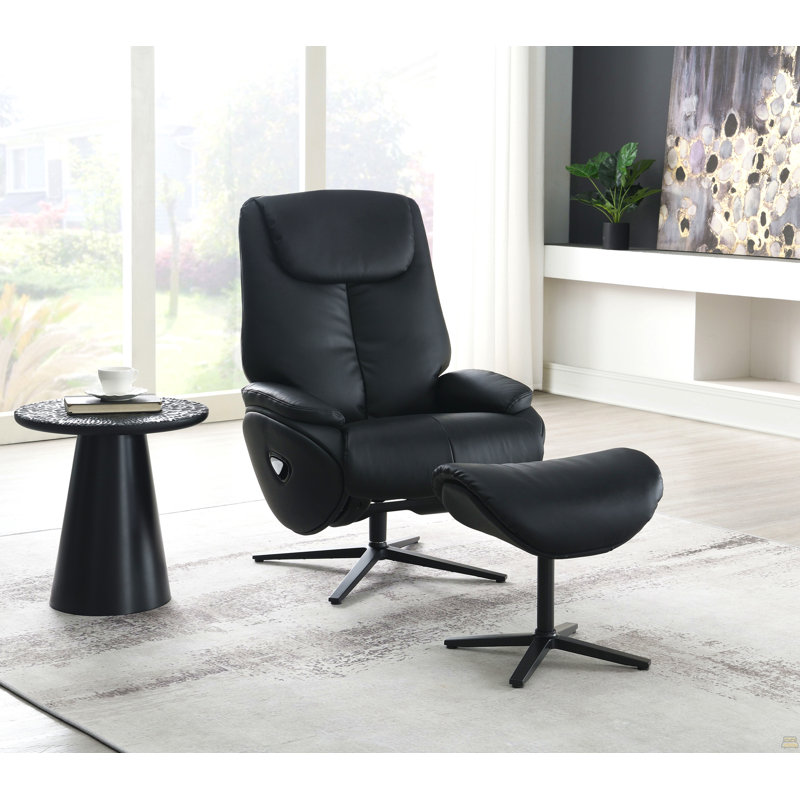 Fauteuil d'appoint pivotant noir avec repose-pieds