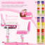 Rik Kids Desk and Chair Set Height Adjustable Study Desk USB Lamp Pink