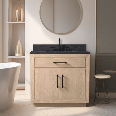 Avignon 36" Single Sink Freestanding Bathroom Vanity with Black Limestone Top