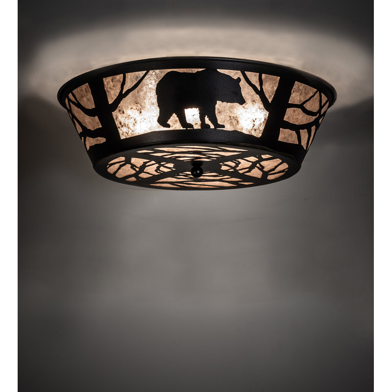 Rustic Lodge 4 - Light Flush Mount, Textured Black