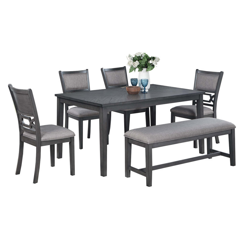 Mobilier de salle à manger 6 pièces ensemble table à manger 4 chaises d'appoint A