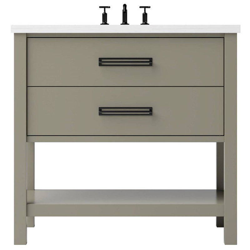 Kiawah Two-Drawer Single Bath Vanity, French Olive, 48", Matte Black