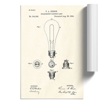 Light Bulb Patent - Frameless Print