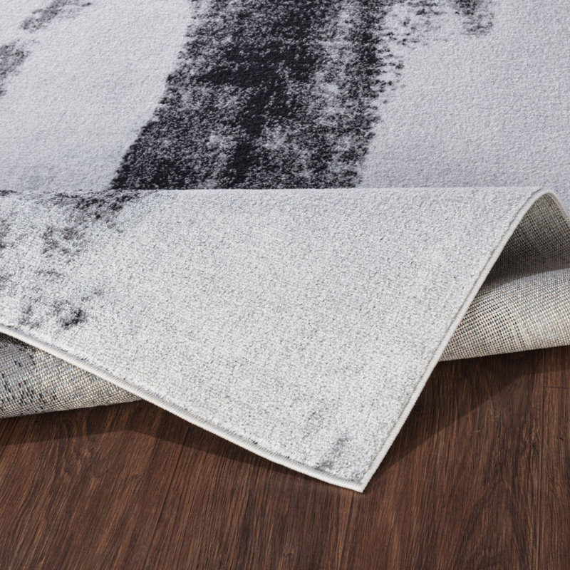 Charcoal Modern Shaggy Rug, Abstract Easy to Clean Rug For Living Room, Dining Room, Bedroom,Kitchen, Rectangle 160 x 220 cm