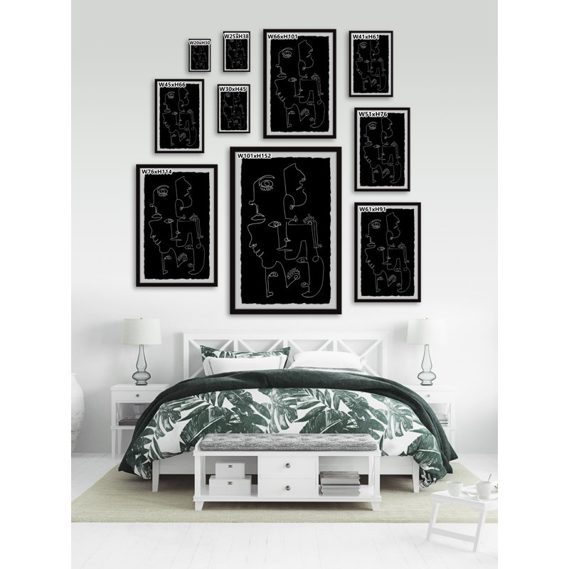 Line Face Illusion 1 Piece Single Picture Frame Painting, 45cm H x 38cm W