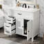 Meuble-lavabo blanc de 36 pouces avec lavabo en céramique, structure solide, poignées en aluminium, fermeture en douceur, pour la plomberie, facile à installer en bois de 36 po et blanc, design classique rétro, tiroirs, un ensemble,